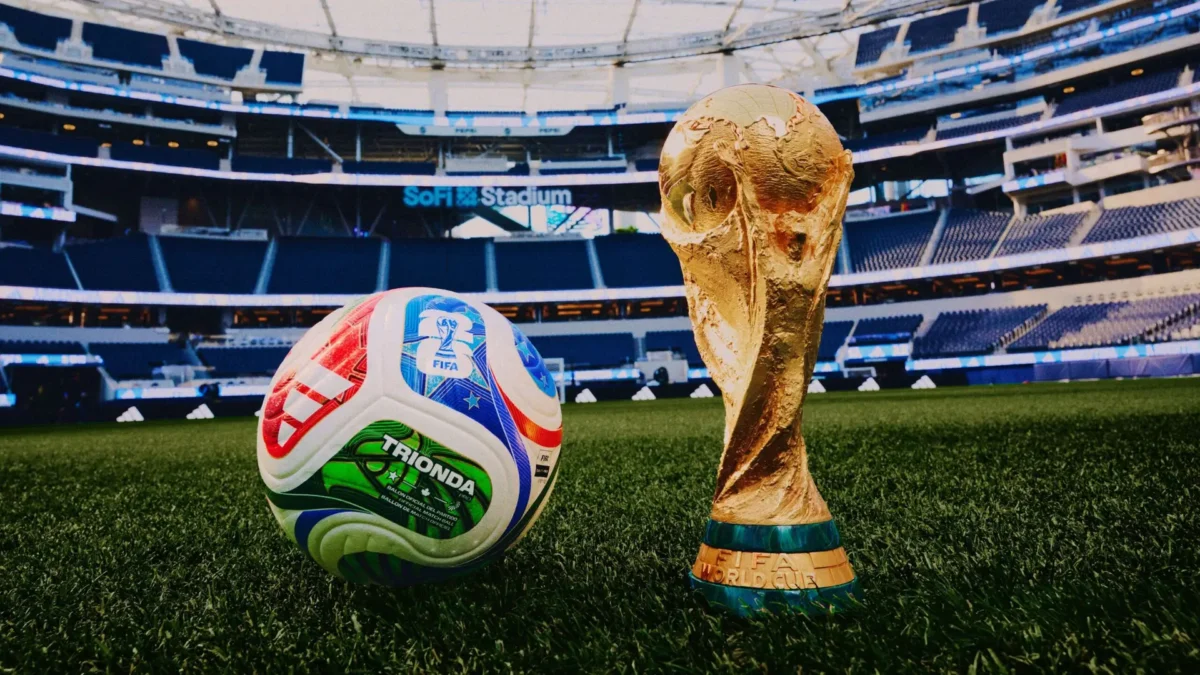 FIFA 2026 World Cup official ball with trophy.
