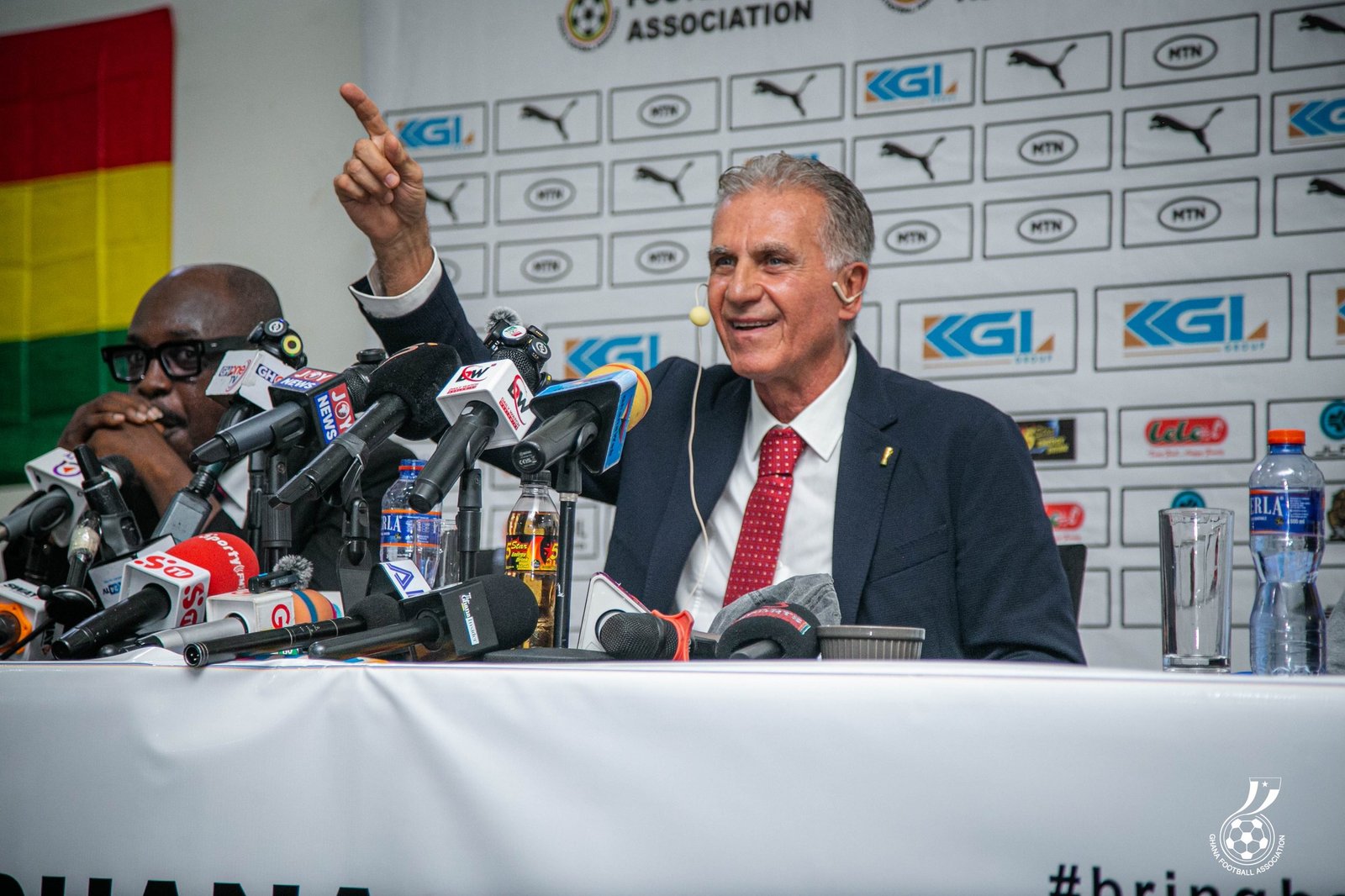 Carlos Queiroz speaking during his unveiling as Ghana head coach in Accra