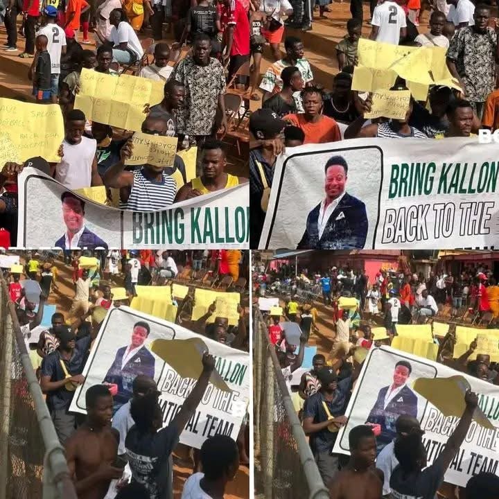 Sierra Leone fans protesting Mohamed Kallon sacking at Approved School field