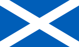 Flag of Scotland featuring a white diagonal saltire on a blue field (St. Andrew's Cross).
