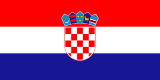 Flag of Croatia: horizontal red, white, and blue stripes with the central Croatian coat of arms.