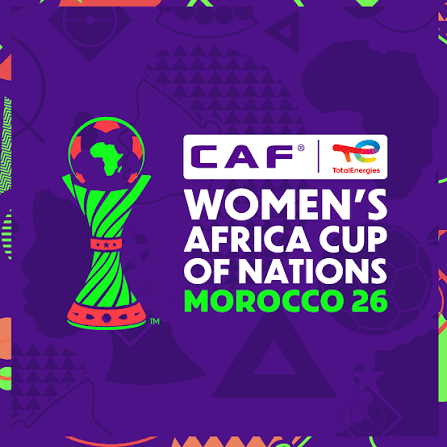 Promotional graphic for the CAF Women's Africa Cup of Nations Morocco 2026, showing a stylized trophy and event title against a purple background. Promotional graphic for the CAF Women's Africa Cup of Nations Morocco 2026, showing a stylized trophy and event title against a purple background. Promotional graphic for the CAF Women's Africa Cup of Nations Morocco 2026, showing a stylized trophy and event title against a purple background. Promotional graphic for the CAF Women's Africa Cup of Nations Morocco 2026, showing a stylized trophy and event title against a purple background.